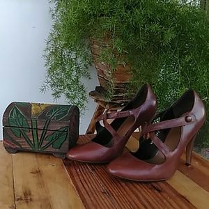 Leather high heels